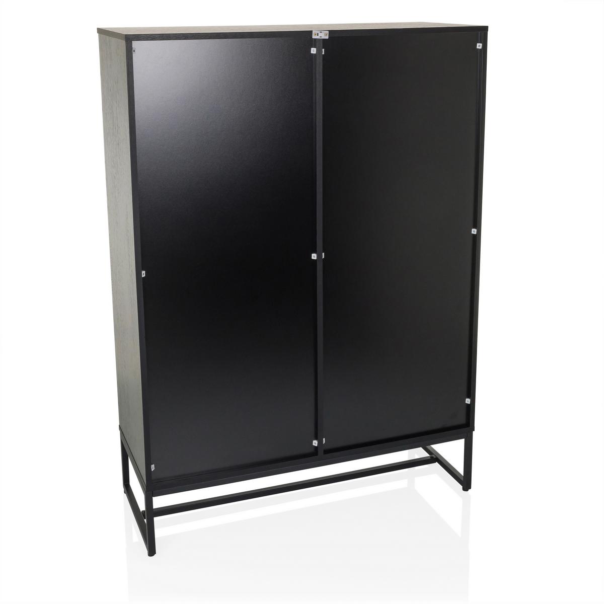 Highboard Amio Eichefarben, Schwarz B: 100 Cm - Eichefarben/Schwarz, MODERN, Holzwerkstoff (100/140/40cm) - MID.YOU