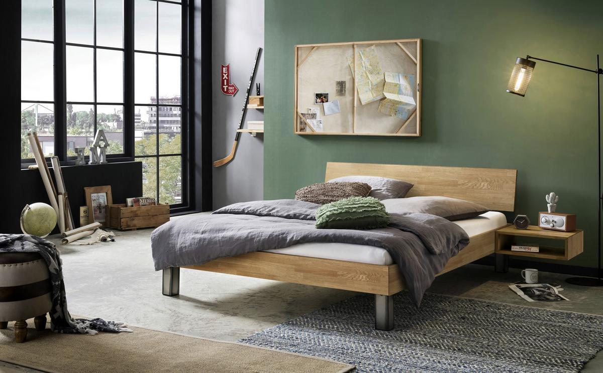 Bett Lodi Eiche Bianco 160x200 Cm - Eiche Bianco/Eichefarben, Natur, Holz (160/200cm) - Hasena