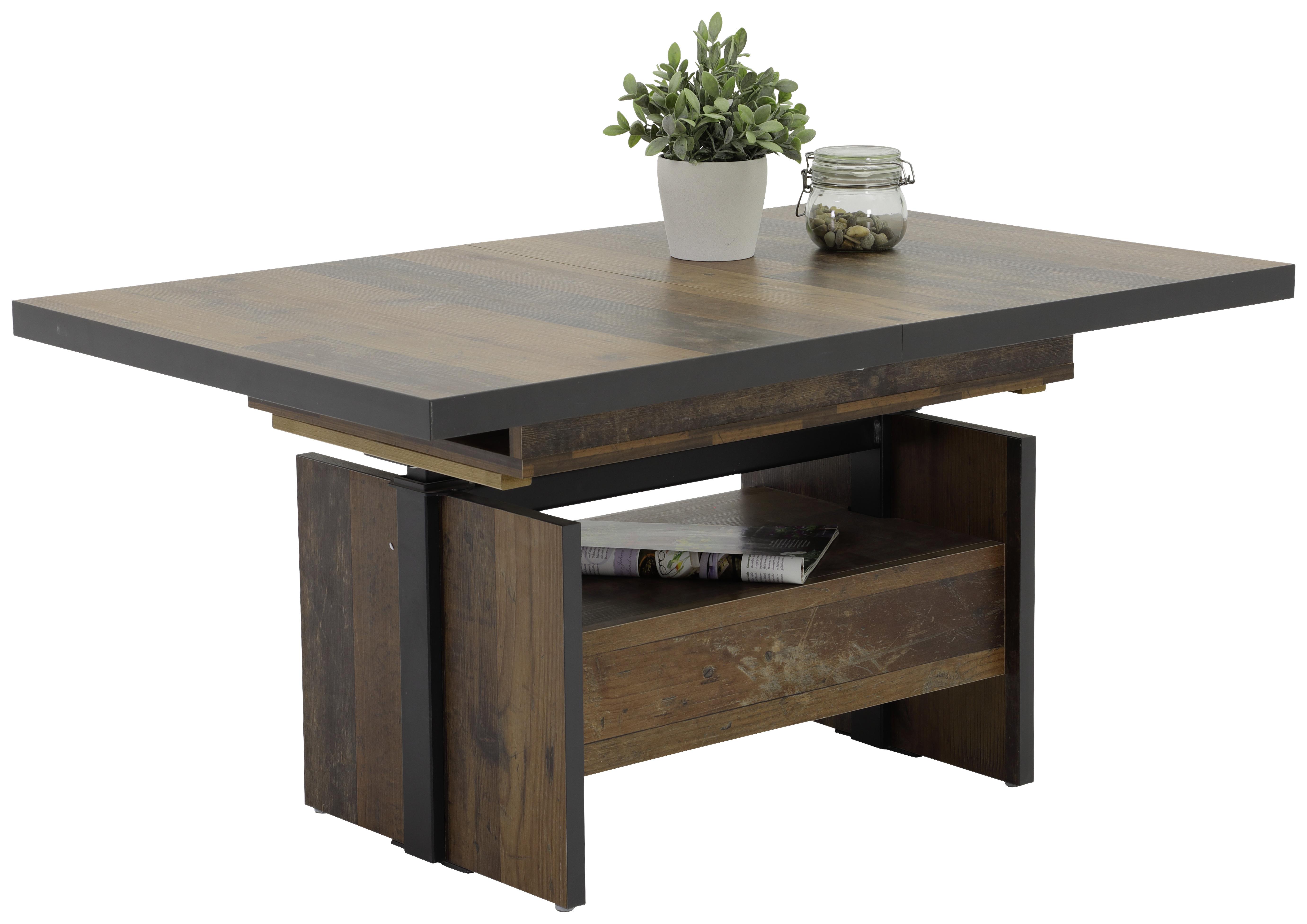 Chouchtisch Noah Braun L: 150 Cm Höhenverstellbar, Ausziehb. - Anthrazit/Dunkelbraun, MODERN, Holzwerkstoff (150/70/76cm) - MID.YOU