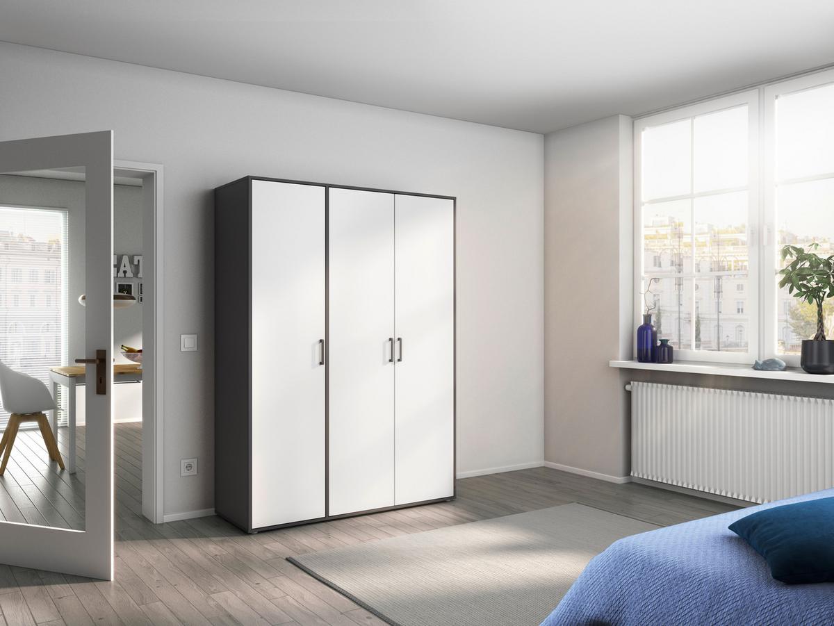 Drehtürenschrank Voyager Grau,weiß B: 140 cm - Weiß/Grau, MODERN, Holzwerkstoff (140/194/53cm) - Rauch Möbel