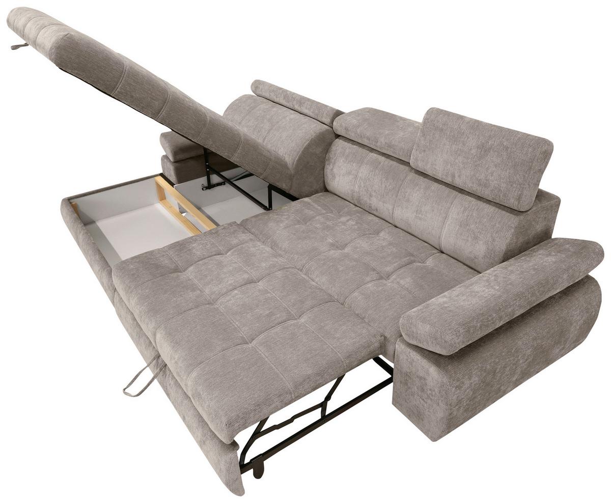 Rohová sedačka VEGAS, levá, šedohnědá žinylka - černá/šedohnědá, Design, dřevo/textil (173/294cm)