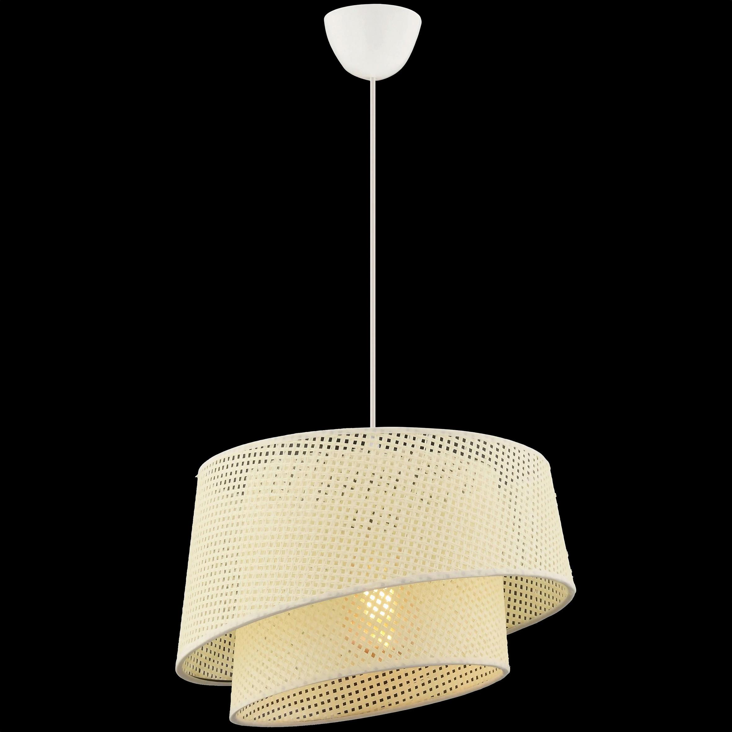 Hängeleuchte, E27 Barette Hazeran - White - Weiß, Design, Textil/Metall (32/65cm) - P & B