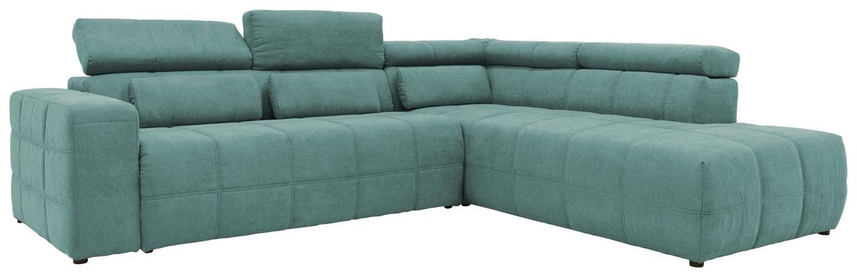 Ecksofa Brandon Kopfteile Verstellbar Mintgrün - Schwarz/Mintgrün, Design, Textil (275/228cm) - MID.YOU