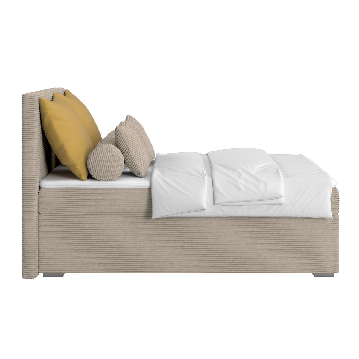 Čalúnená posteľ ADRIA 140x200 cm, bahenná hnedá - bahenná hnedá/chrómová, Konventionell, drevo/textil (140/200cm)