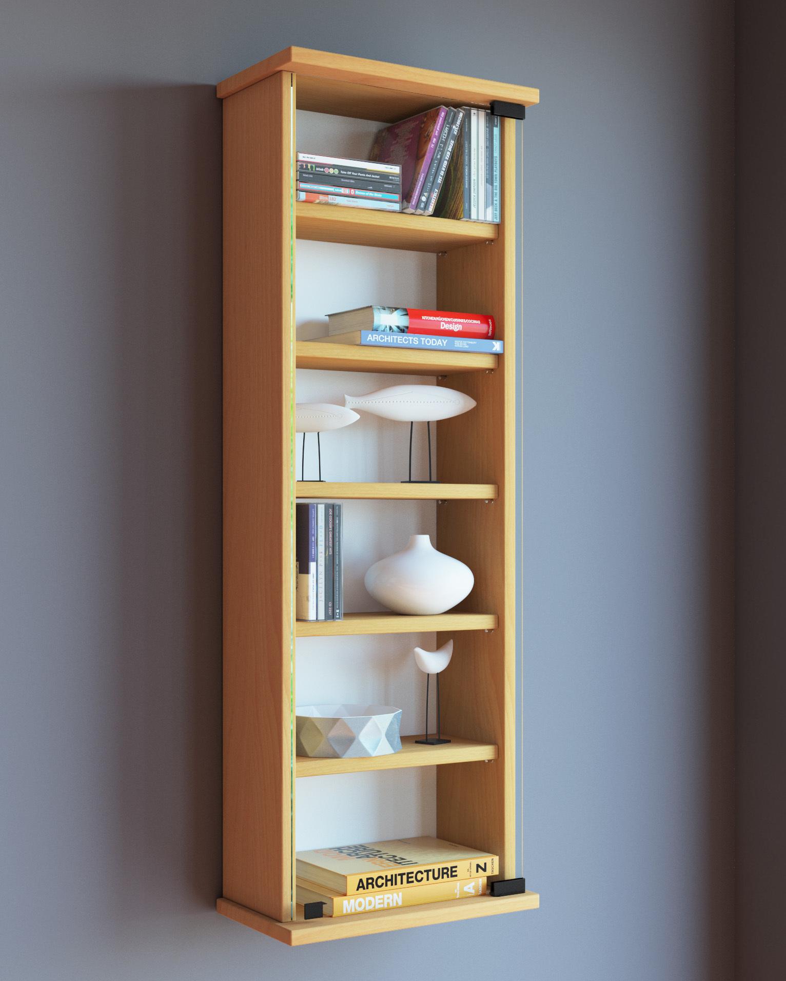 CD-Regal Loposa 31 cm Buche Dekor - Buchefarben, KONVENTIONELL, Glas/Holzwerkstoff (31/91,5/18cm) - MID.YOU