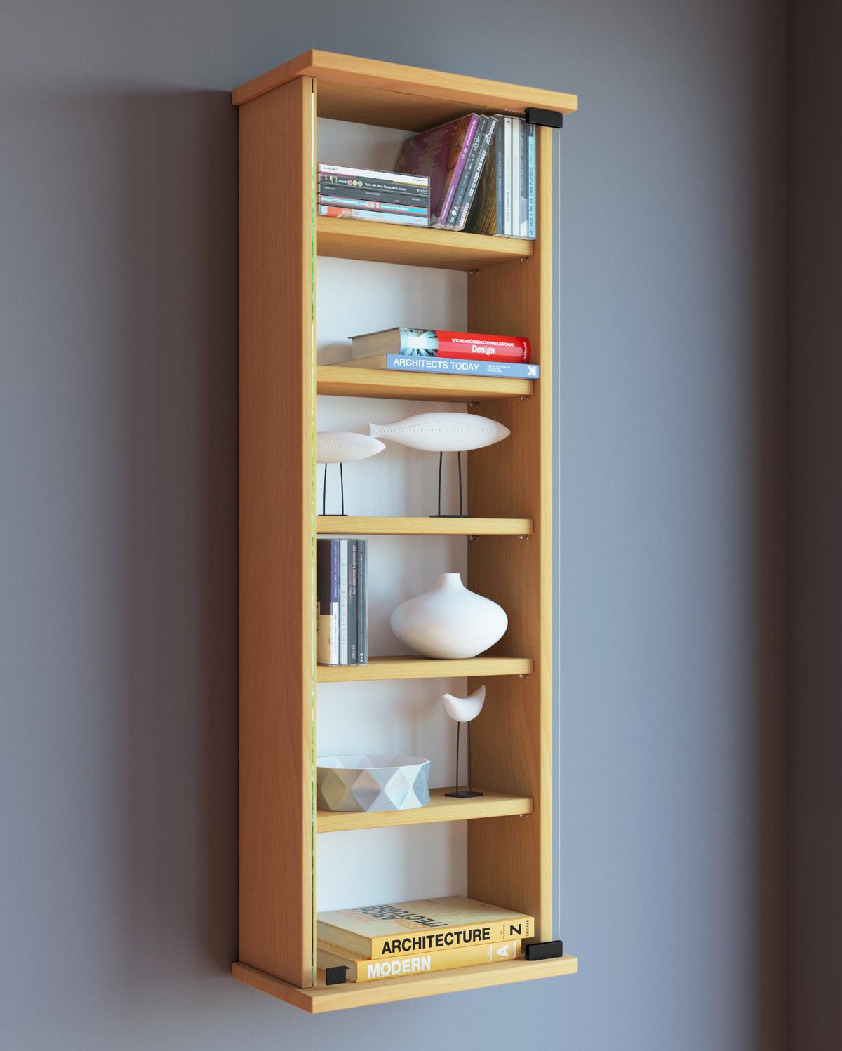 CD-Regal Loposa 31 cm Buche Dekor - Buchefarben, KONVENTIONELL, Glas/Holzwerkstoff (31/91,5/18cm) - MID.YOU