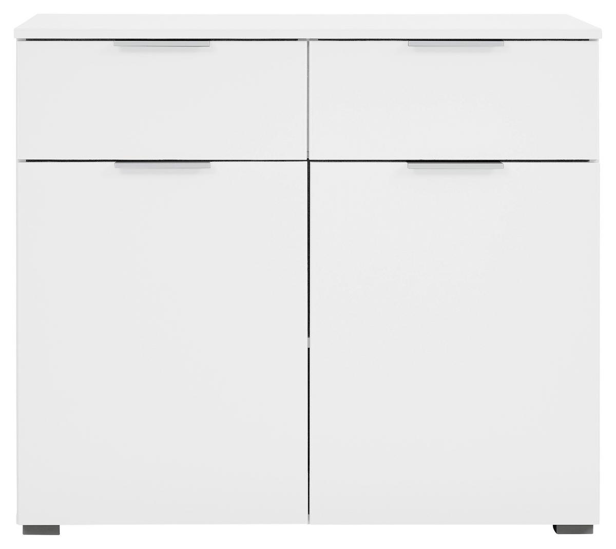 Kommode B: 93 Cm Alabama, Weiß - Alufarben/Weiß, MODERN, Holzwerkstoff (93/81/42cm) - Rauch Möbel