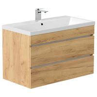 WASCHTISCHKOMBI Fellini Eichefarben B: 90cm - Eichefarben/Weiß, Basics, Holzwerkstoff/Stein (90cm) - MID.YOU
