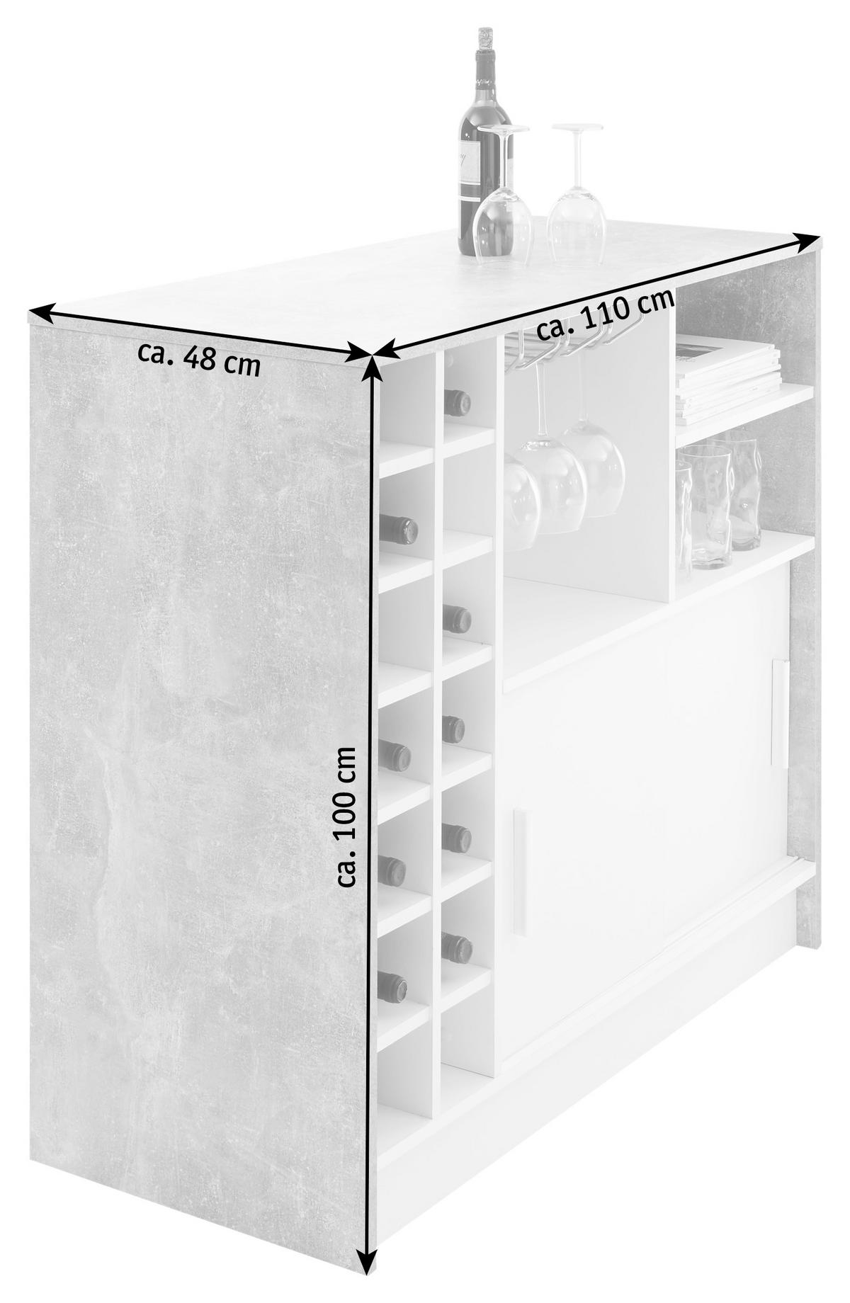 Bartisch Planter 110x48x100 Cm Hellgrau/weiß Mit Stauraum - Chromfarben/Hellgrau, MODERN, Holzwerkstoff/Metall (110/48/100cm) - MID.YOU