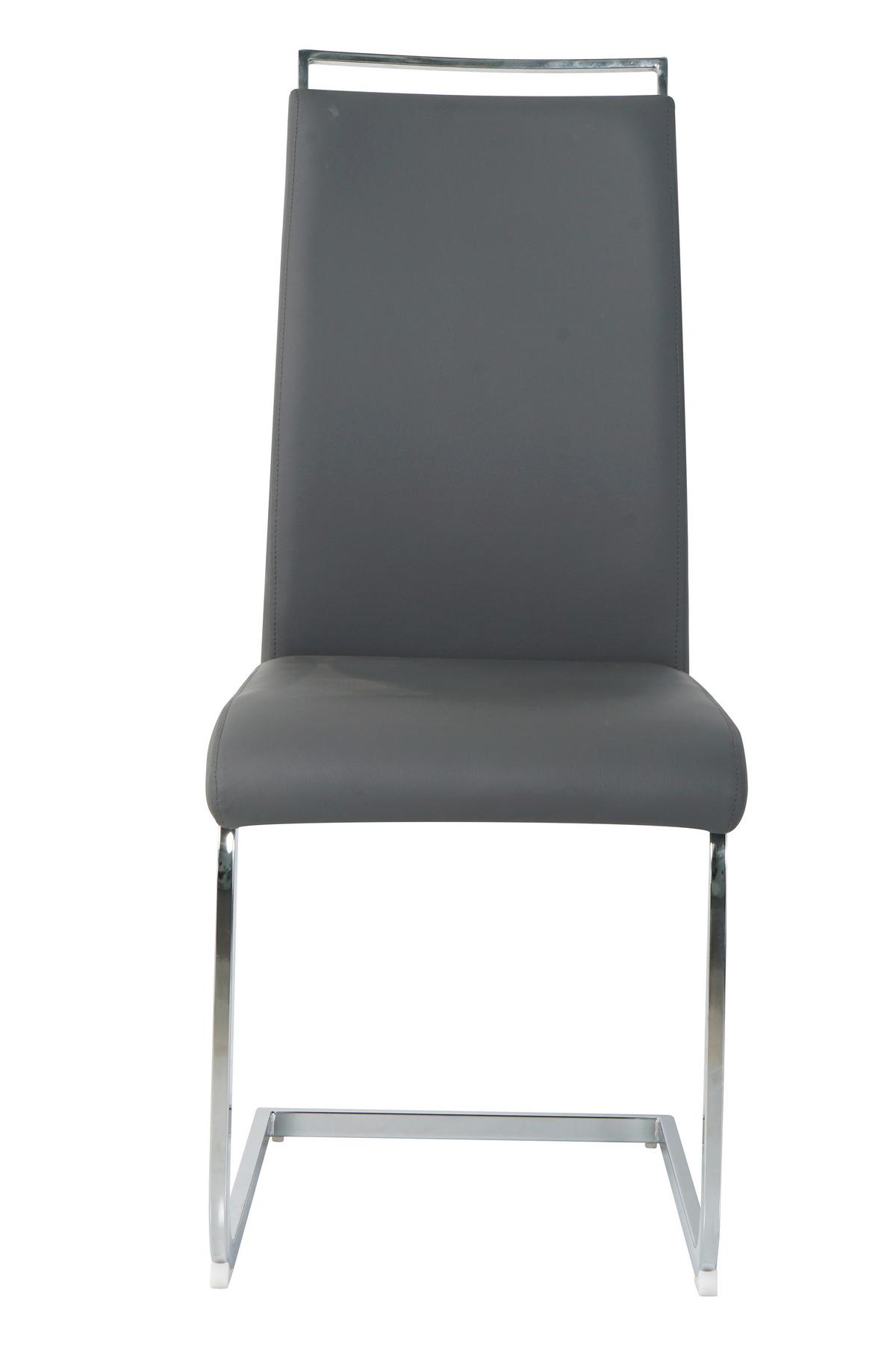 Stuhl-set Lederlook Grau, B: 42cm - Silberfarben/Grau, Design, Kunststoff/Textil (42/101/58cm) - Livetastic