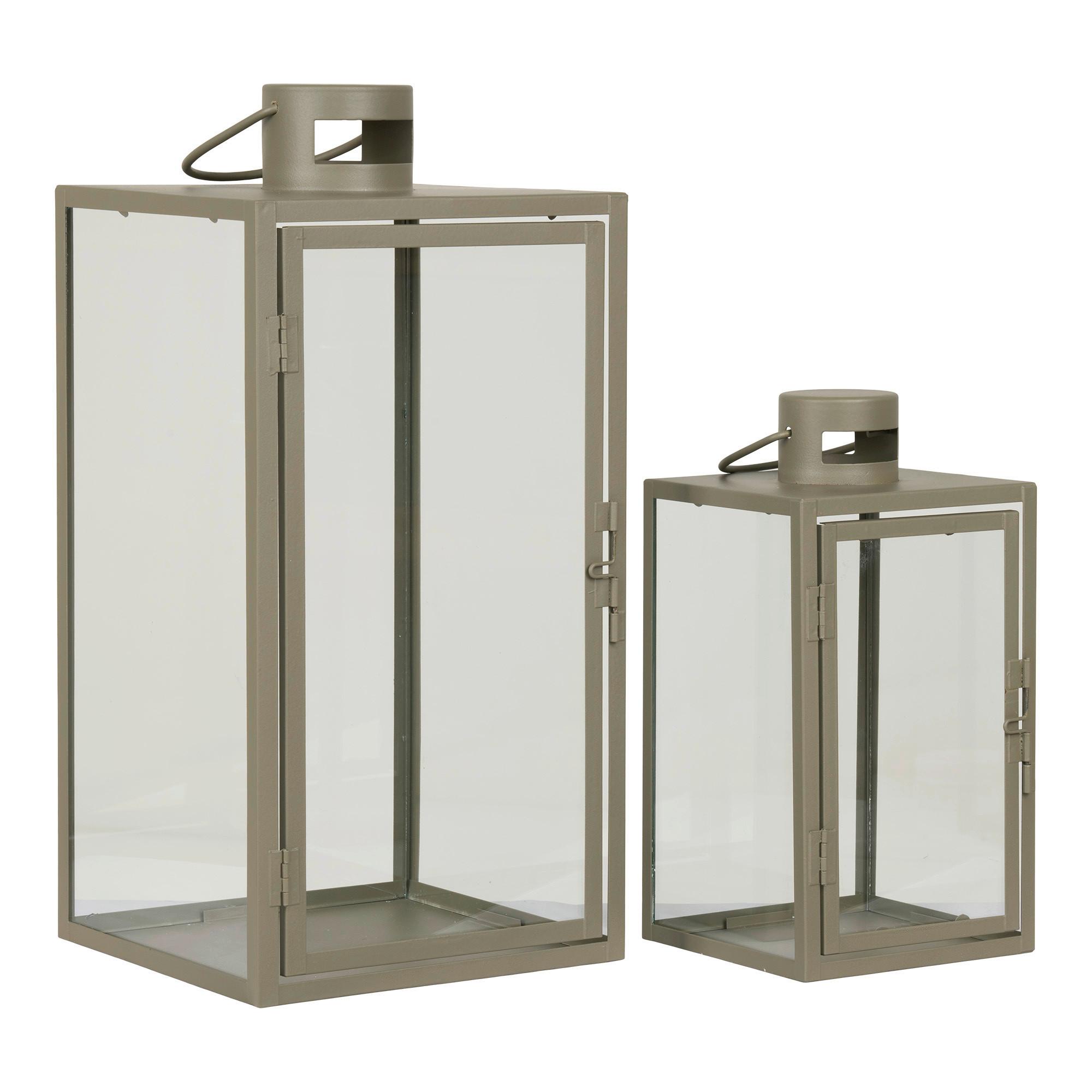 Laternenset Corfu Grün 2 Stück - Grün, Design, Glas/Metall