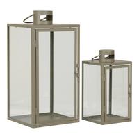 Laternenset Corfu Grün 2 Stück - Grün, Design, Glas/Metall