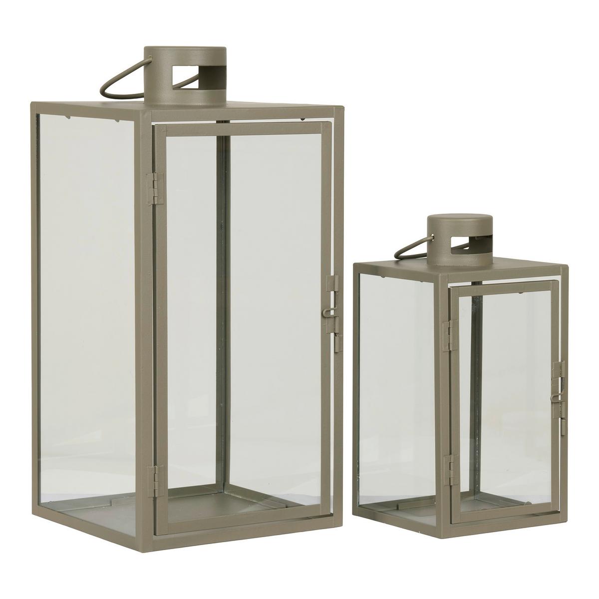 Laternenset Corfu Grün 2 Stück - Grün, Design, Glas/Metall