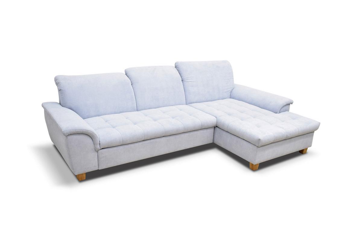 Ecksofa Mit Schlaffunktion Franzi Pastellblau Mikrofaser - Pastellblau/Eichefarben, KONVENTIONELL, Textil (279/170cm) - MID.YOU