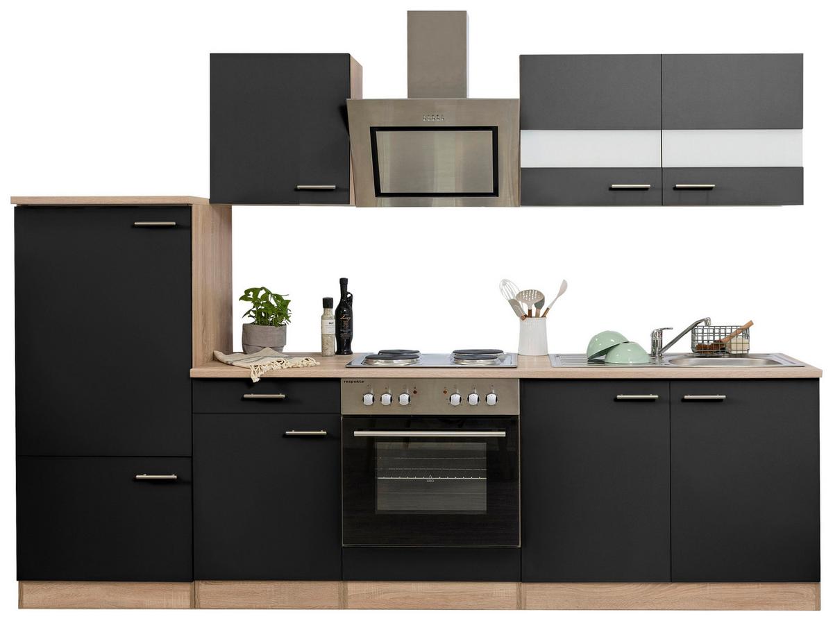 Küchenblock Merle Küchenblock 270 cm - Eichefarben/Schwarz, Basics, Holzwerkstoff (270cm) - Respekta