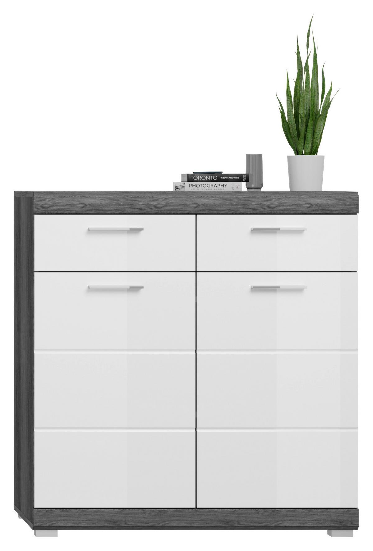 Garderobe Scout Weiß/Rauchsilber B: 195 cm - Dunkelgrau/Silberfarben, Design, Glas/Holzwerkstoff (195/197/40cm) - MID.YOU