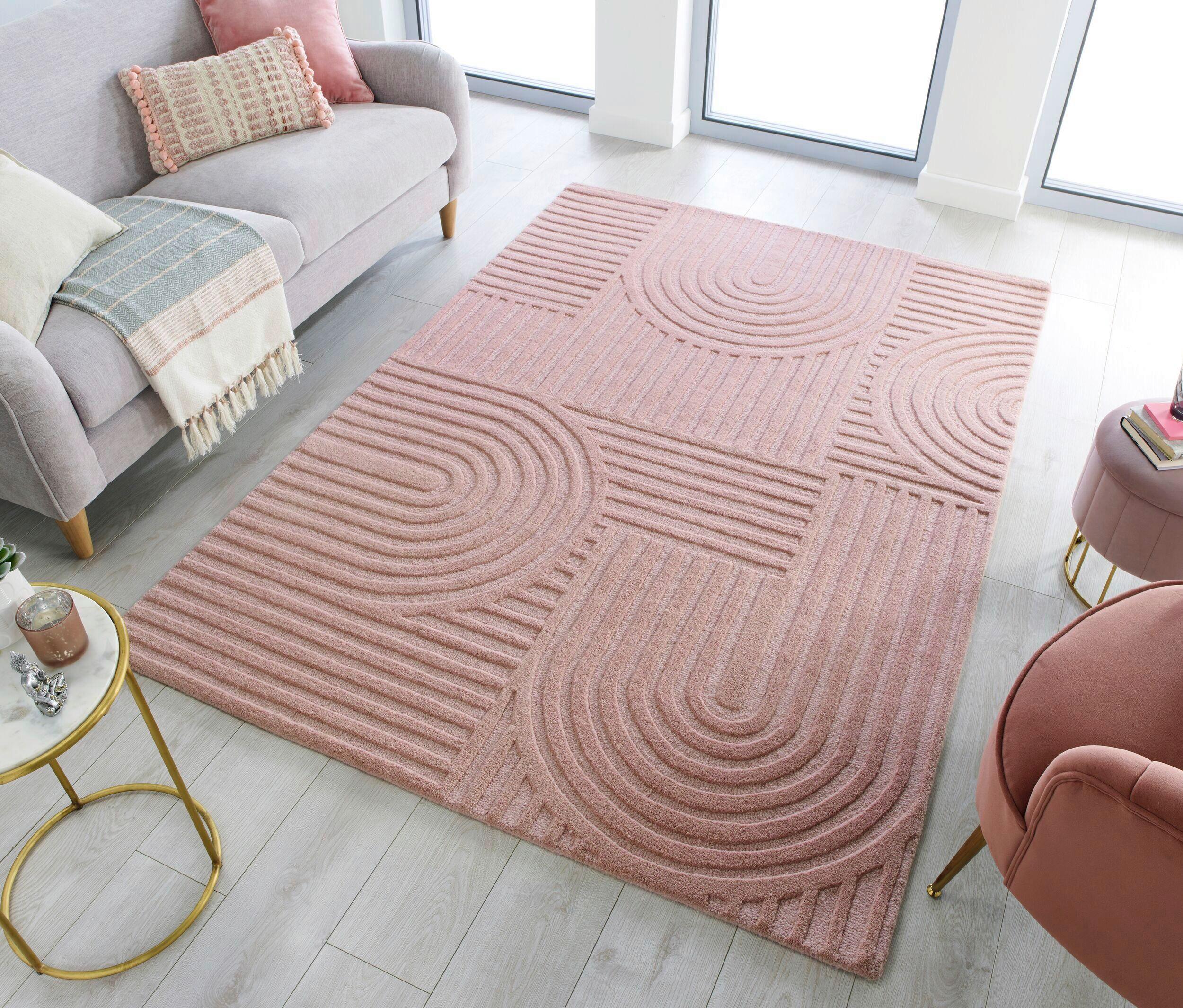 Teppich Wollteppich Hellrosa B: 170cm - Hellrosa, Basics, Textil (170/120cm)