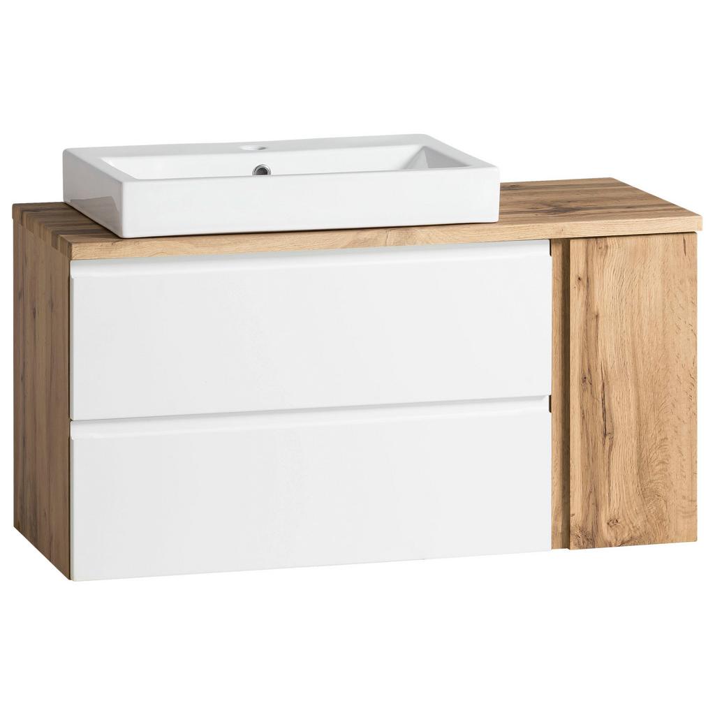 Waschbecken mit Unterschrank Varese B: 105 cm Weiß/Eiche