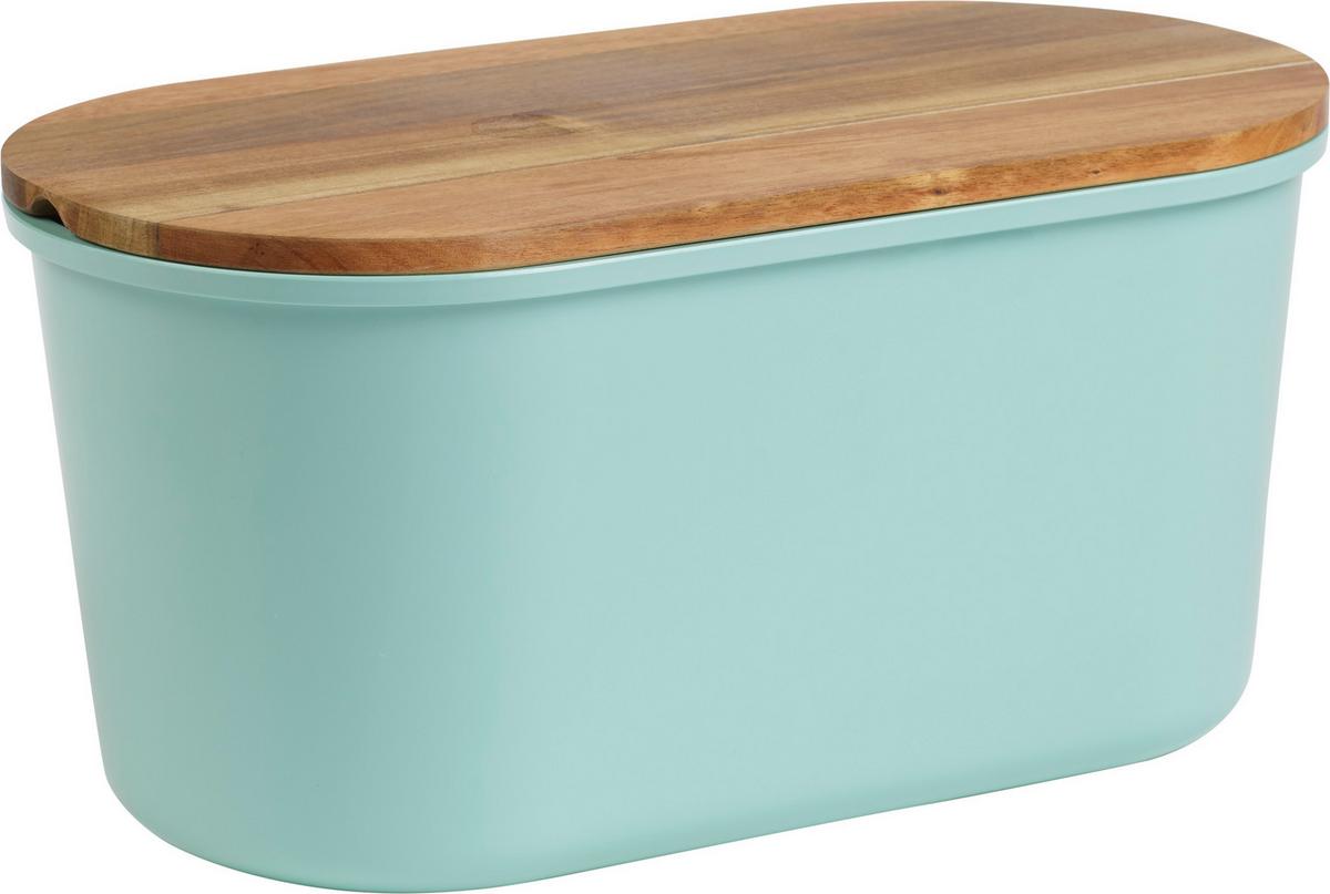 Brotbox Ew-Bk-0195 - Türkis/Akaziefarben, Basics, Holz/Kunststoff (21,50/37,00/17,20cm) - Echtwerk