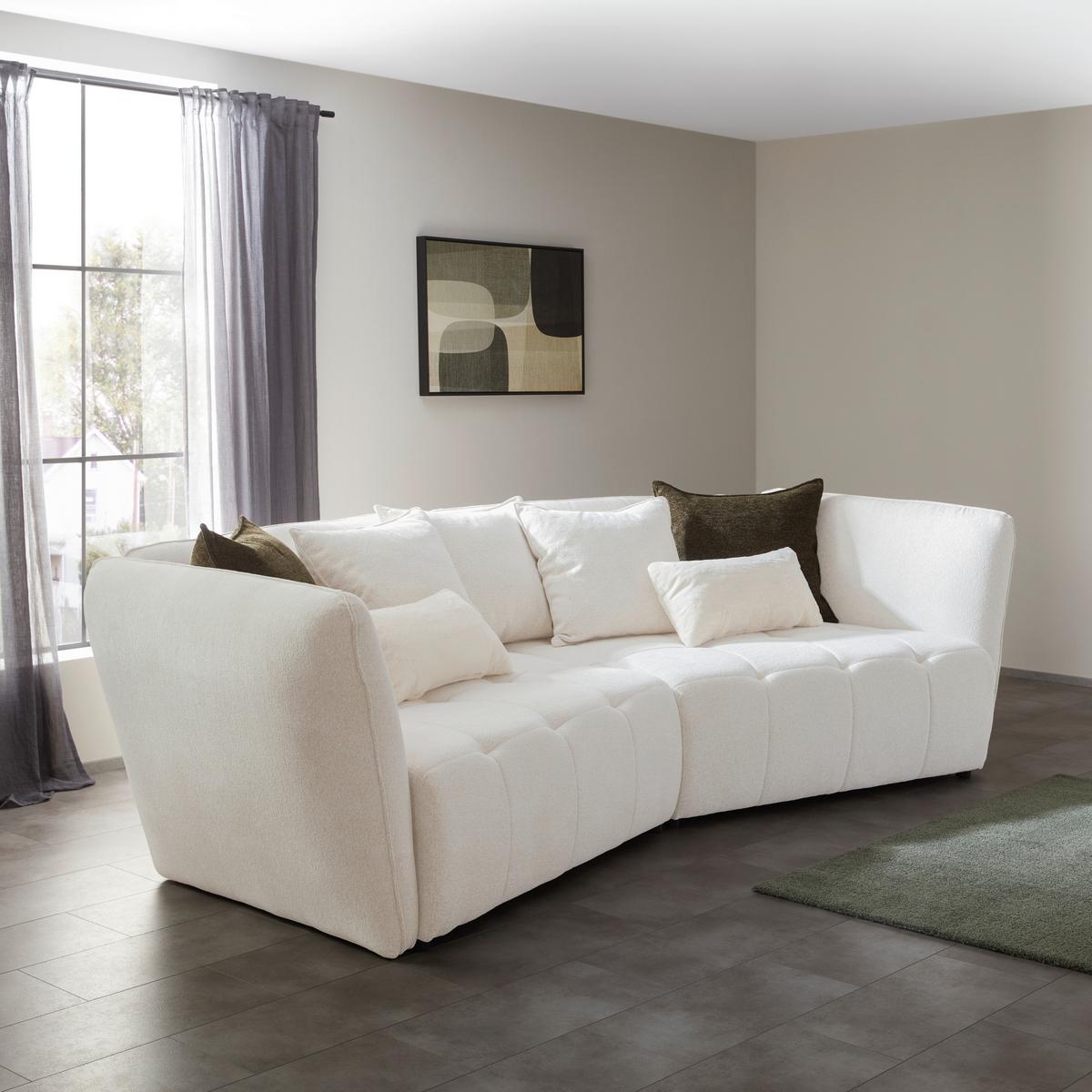 Boxspringová pohovka SOFI, krémová, tmavozelená - čierna/krémová, Modern, textil (294/93/152cm) - Premium Living