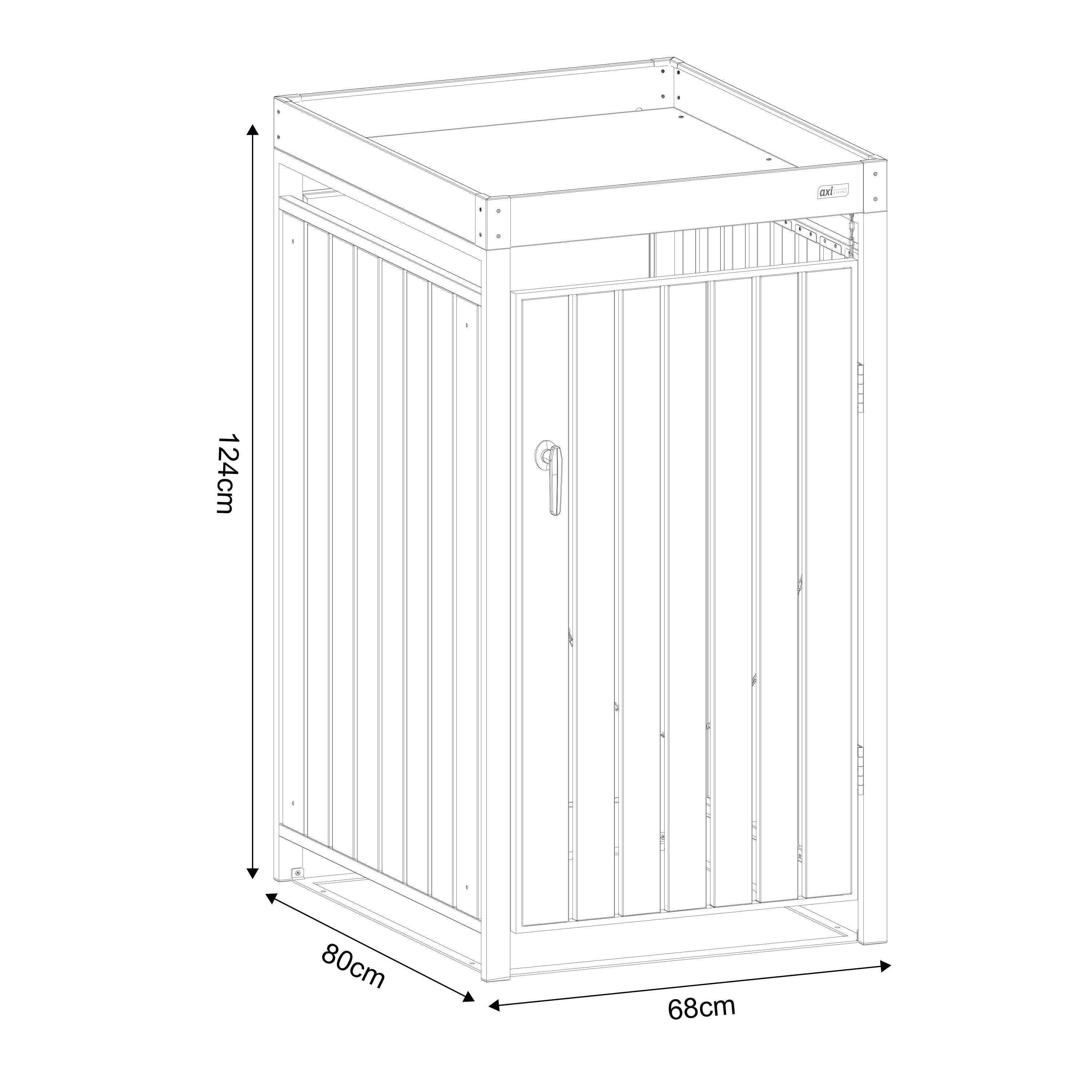Aufbewahrungsbox Leon 1x240 Holz - Anthrazit/Braun, Basics, Metall (68/80/124cm) - Ambia Garden