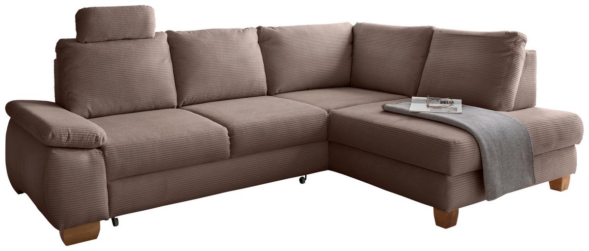 Eckschlafsofa Positano Graubraun S: 261x206 cm - Wildeiche/Graubraun, MODERN, Textil (261/206cm) - Livetastic