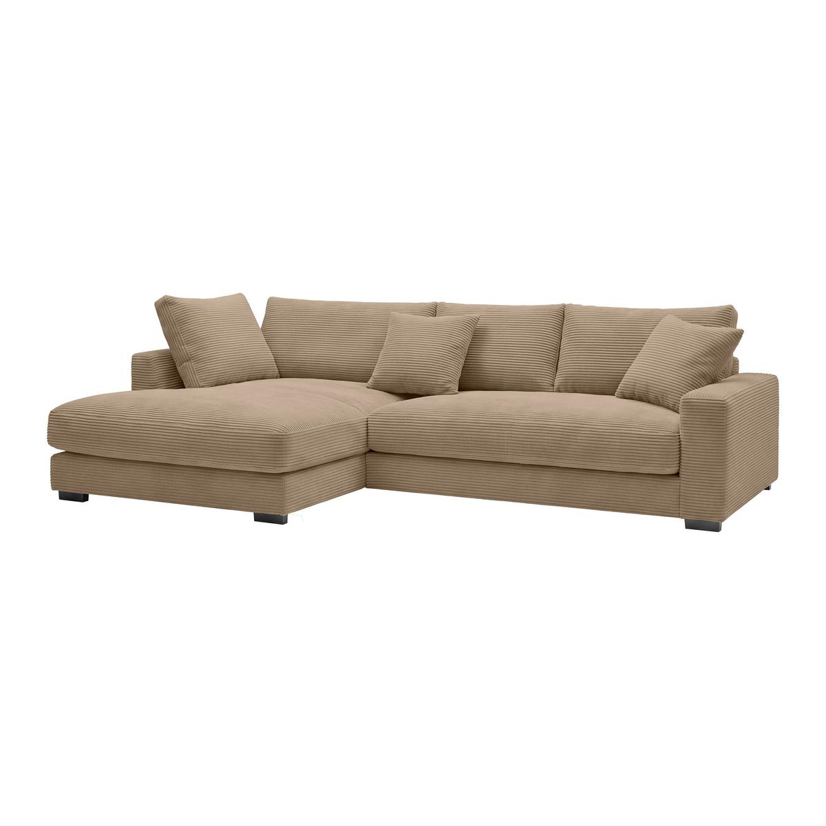 Rohová sedačka PEDRO, levá, karamelový manšestr - černá/karamel, Moderní, textil/plast (190/300cm) - Mömax