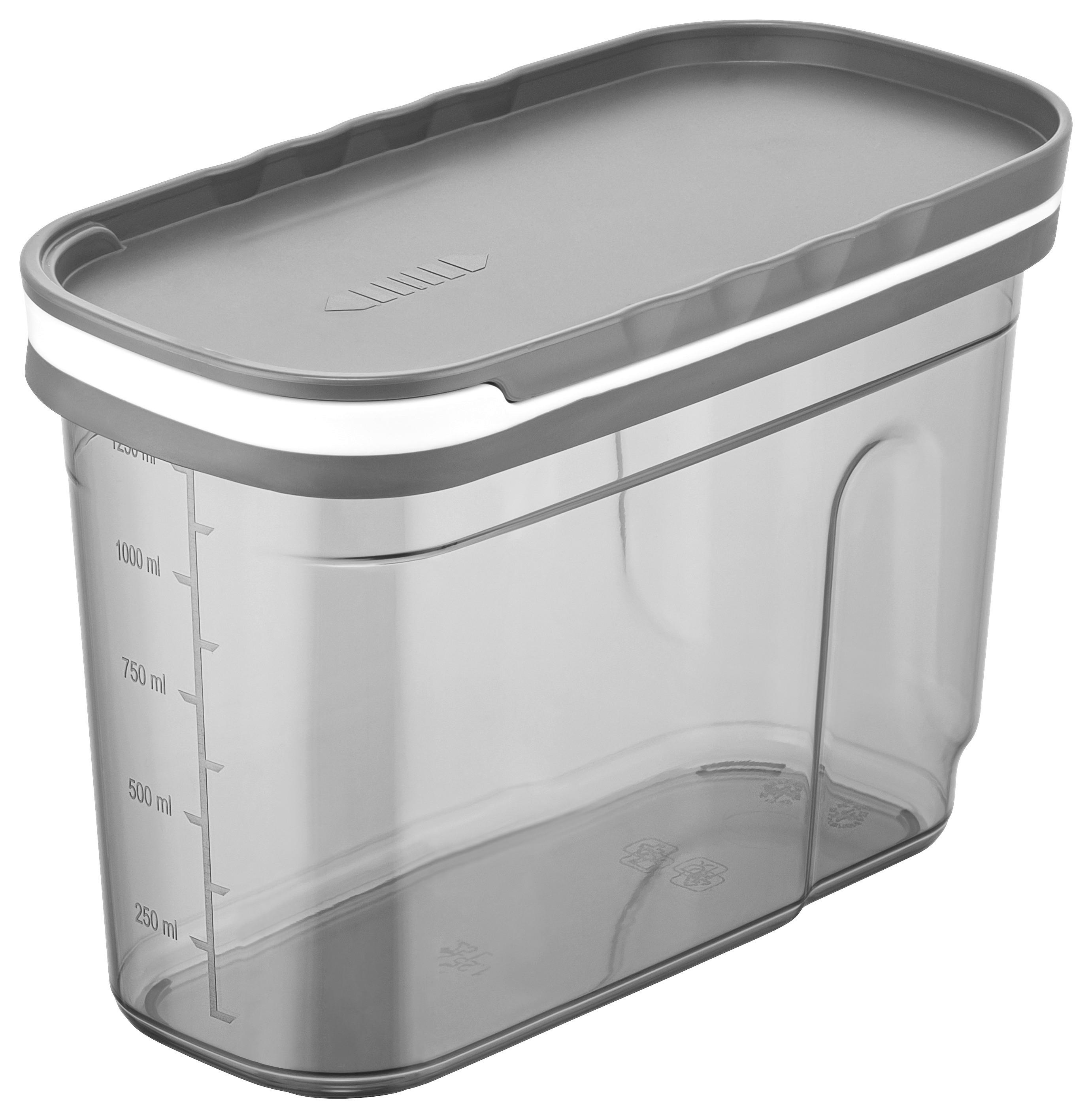 Dóza na sypké potraviny Blacky, 1,2l - číra/antracitová, Modern, plast (19,9cm) - Mömax