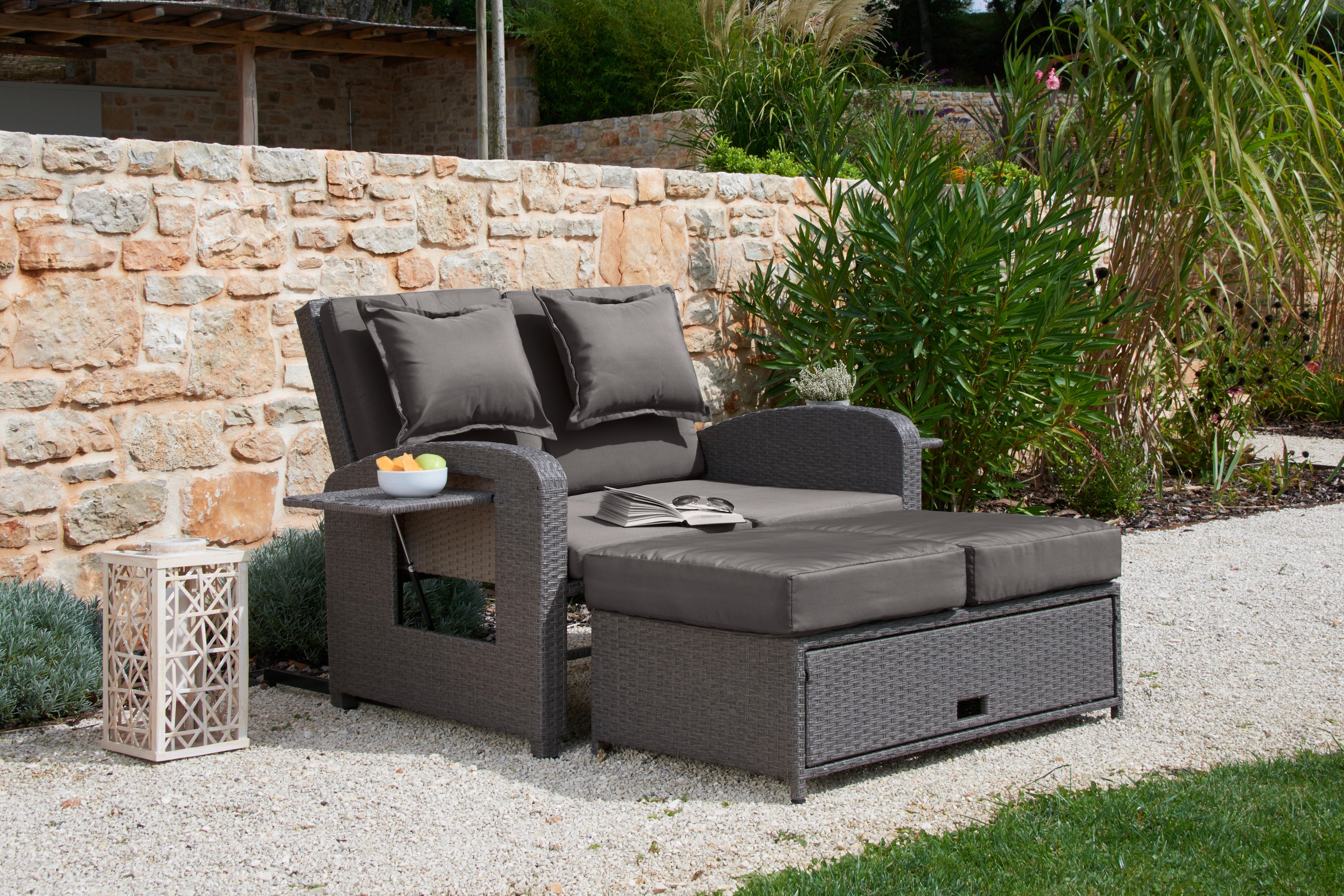 Loungesofa Bahia Rondo Mit Kissen Und Auflage - Braun/Grau, MODERN, Kunststoff/Textil (117/95/74cm) - Greemotion