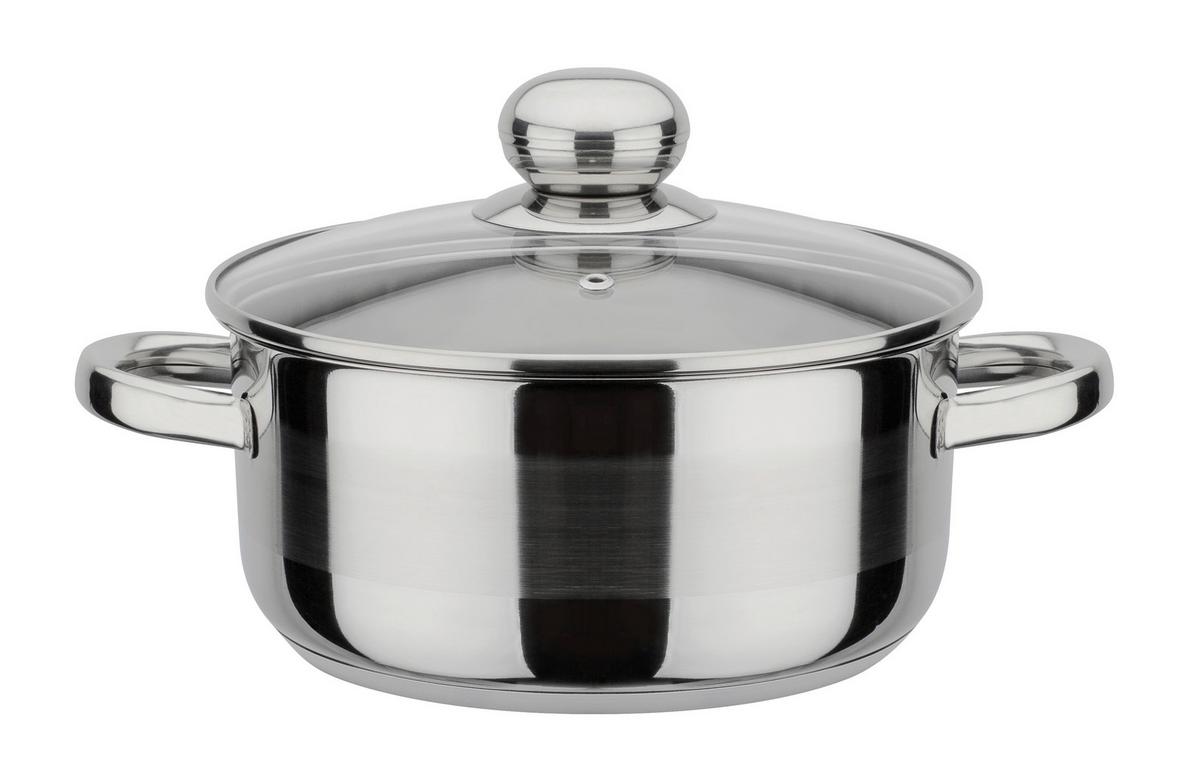 Kochtopfset Edelstahl, 5-teilig - Klar/Edelstahlfarben, Basics, Glas/Metall - GSW