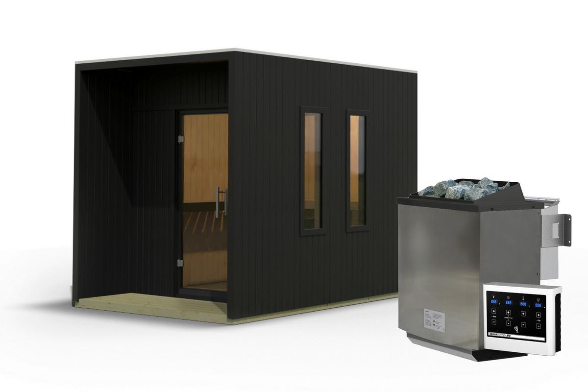 Saunahaus Areluna 2 219/244/287 cm - Schwarz, Basics, Holz (219/244/287cm)