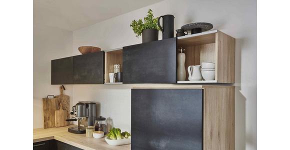 Einbauküche Schwarzbeton Planbar In Schwarzbeton - Dunkelgrau/Schwarz, MODERN, Holzwerkstoff - Vertico