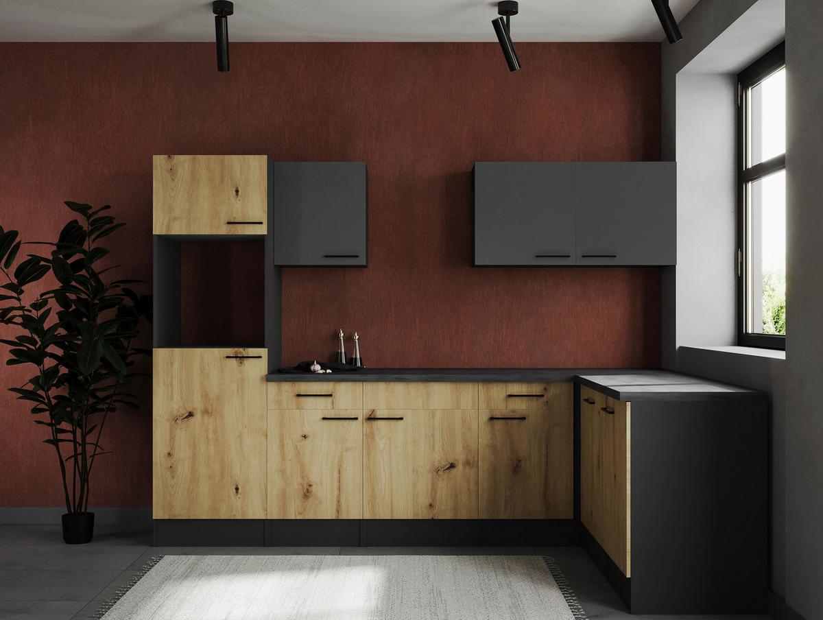 Eckküche Oliver Grau/artisan Dekor S:280x172cm - Eiche Artisan/Grau, Design, Holzwerkstoff (280/172cm) - Respekta