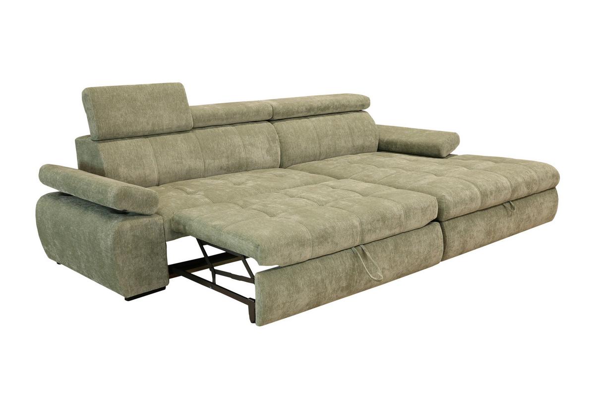 Rohová sedačka VEGAS, pravá, šalviovozelená ženilka - čierna, Design, drevo/textil (294/173cm)