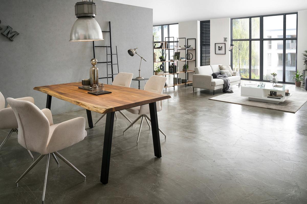 Esstisch Naturfarben/schwarz B: 180 Cm - Schwarz/Naturfarben, MODERN, Holz/Metall (180/90/76,5cm) - Livetastic