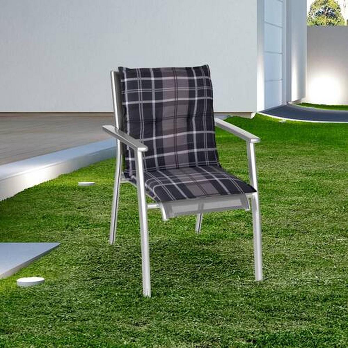Niederlehner Auflage 4er-set 100x50x6cm Grau/schwarz - Schwarz/Grau, Basics, Textil (100/50/6cm) - Gardenson
