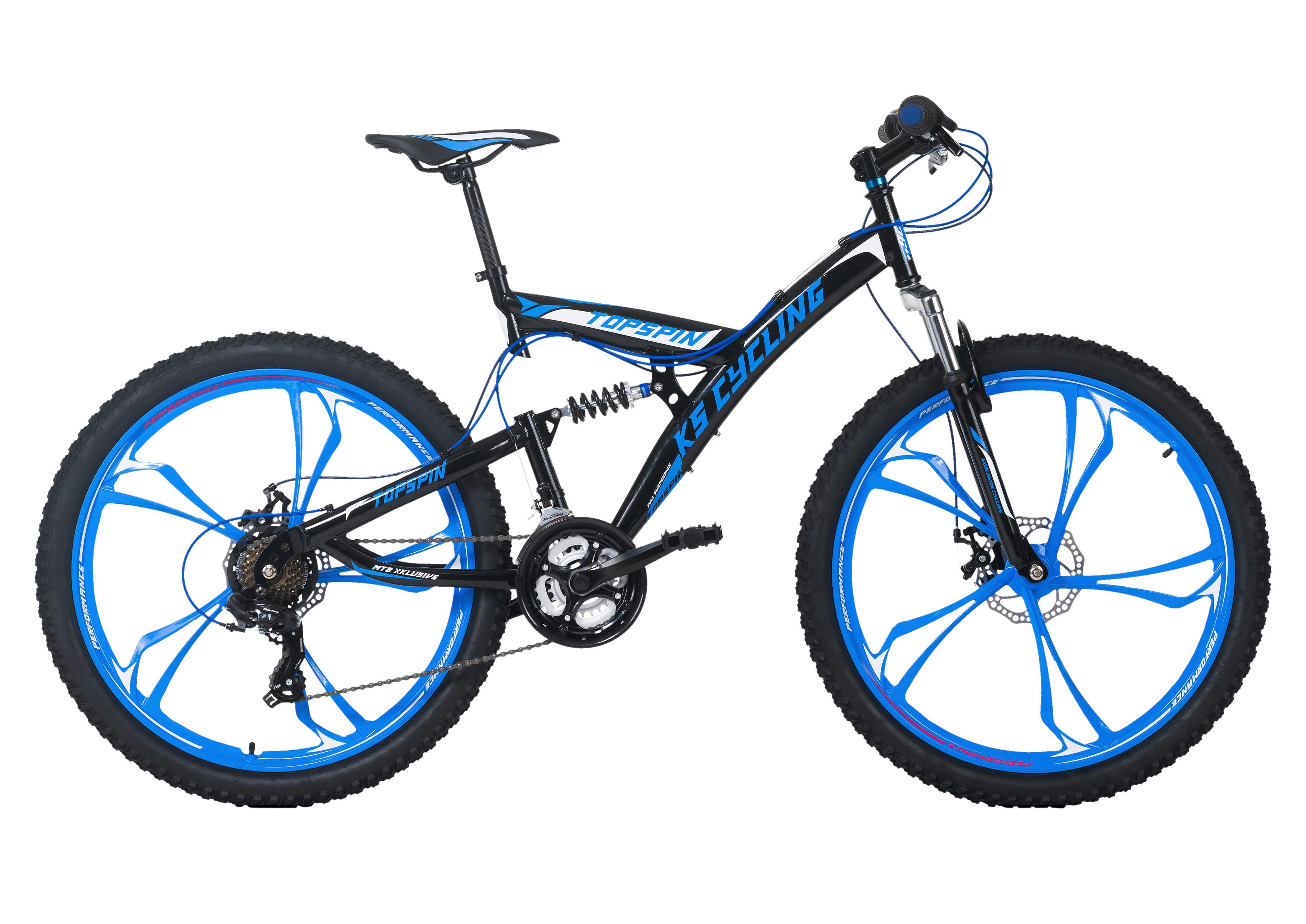 Mountainbike Fully 26 Zoll Topspin 21 Gänge - Blau/Schwarz, Basics, Metall (180/70/100cm) - KS Cycling