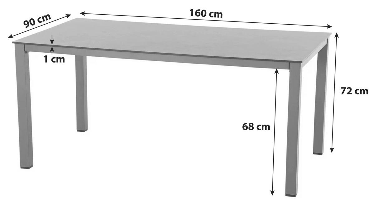Gartentisch Metall/Kunststoff /Holzwerkstoff L 160 cm - Anthrazit/Silberfarben, KONVENTIONELL, Holzwerkstoff/Kunststoff (160/90/72cm) - Siena Garden