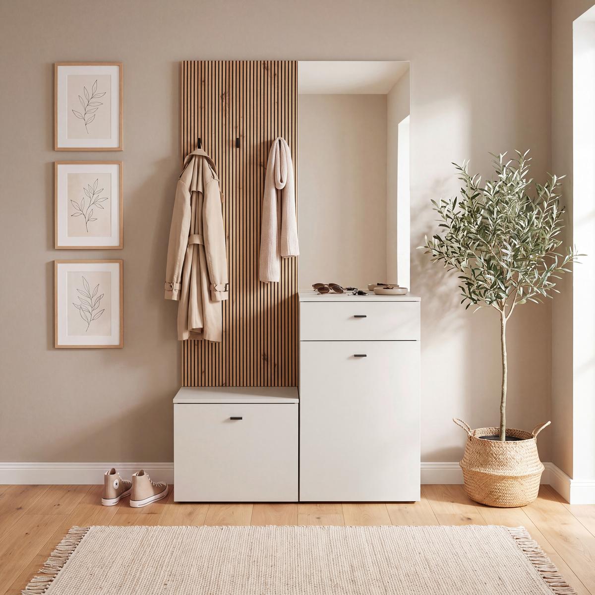 Garderobe Erika Eichefarben Kaschmir  B:100 cm - Kaschmir/Eiche Artisan, MODERN, Glas/Holzwerkstoff (100/192,1/36,6cm)