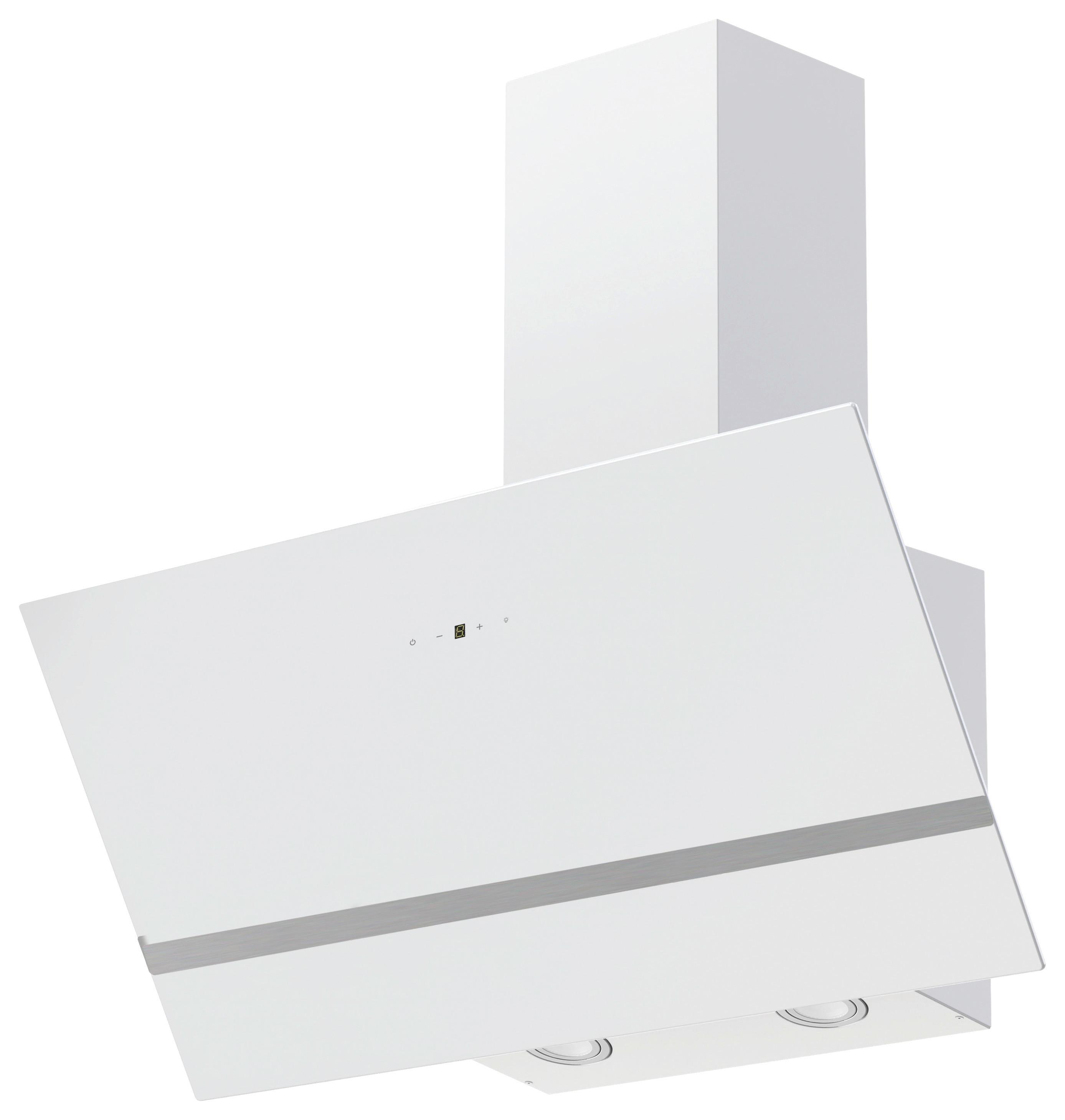 Dunstabzugshaube Respekta Hera BxHxT: 89,5x74,2-109,2x38,5 cm - Weiß, Trend, Glas/Metall (89,5/74,2-109,2/38,5cm) - Respekta