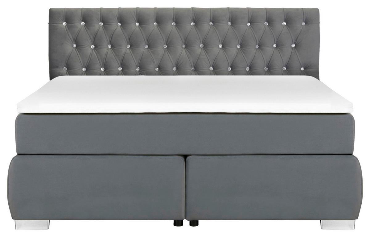 Boxspringbett Rumba Inkl. Matratze 160x200 - Platinfarben, Basics, Textil (160/200cm) - Livetastic