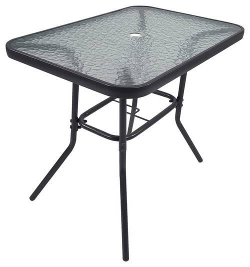 Záhradný stôl 80x55cm - antracitová, Basics, kov/sklo (80/55/70cm) - Gardenson