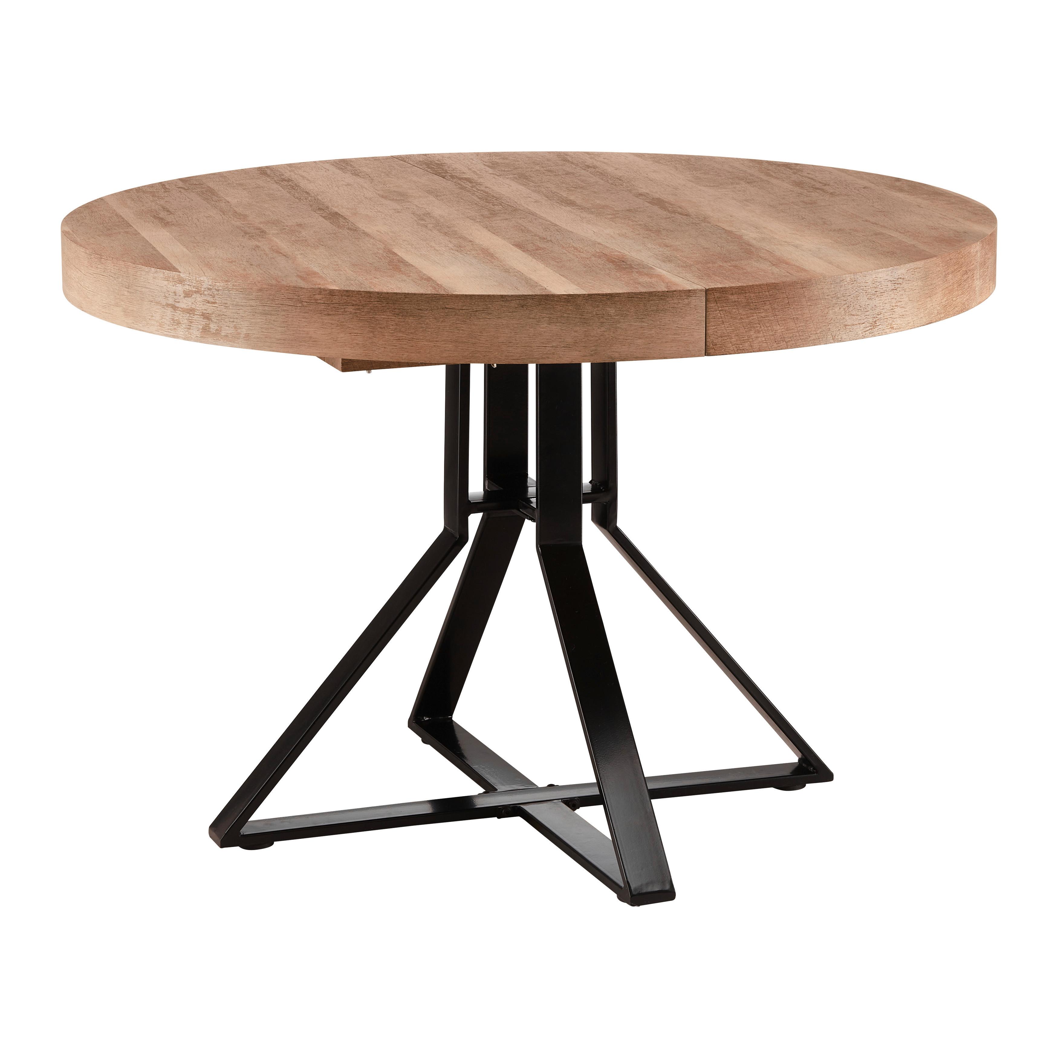 Rozkládací jídelní stůl LOUNA 120-160 cm - černá/barvy dubu, Moderní, kov (120-160/76/120cm) - Bessagi Home