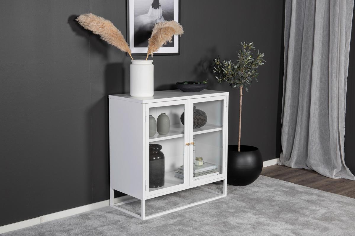 Sideboard Bakal - Weiß, Design, Glas/Metall (85/85/40cm) - Livetastic