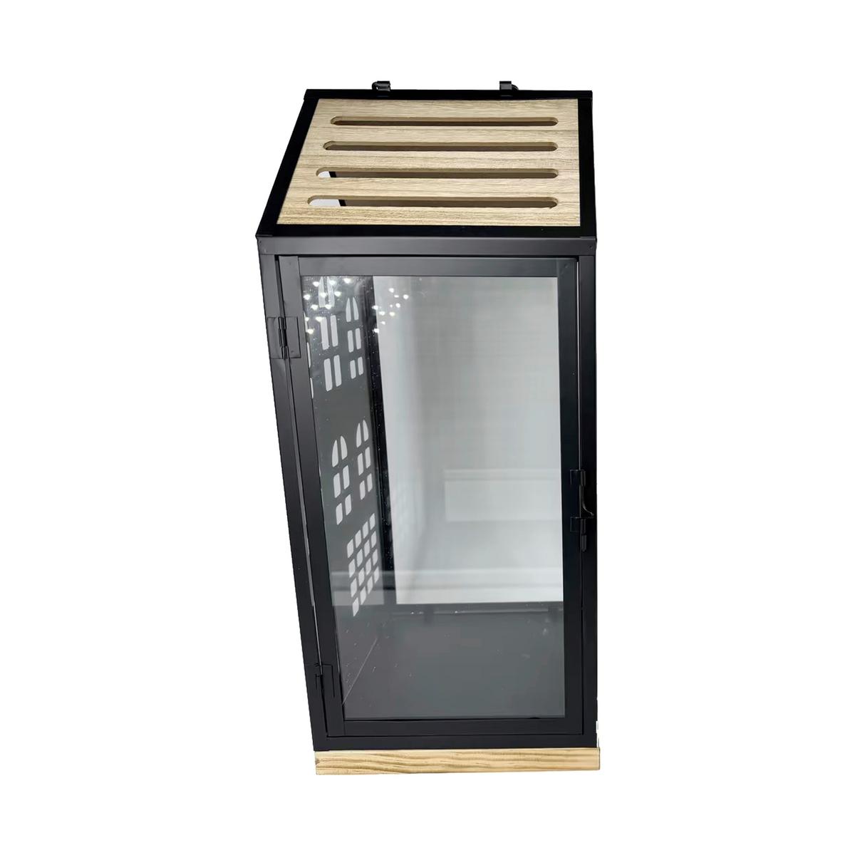 Laterne Hermine - Schwarz/Naturfarben, KONVENTIONELL, Glas/Holzwerkstoff (20/20/47,5cm) - Luca Bessoni