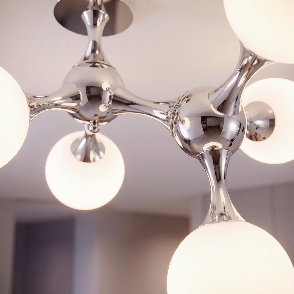 Deckenleuchte Nodi Bianco Weiß Chromfarben B: 55 cm - Chromfarben/Weiß, KONVENTIONELL, Glas/Metall (55/55/50cm) - Ideal Lux