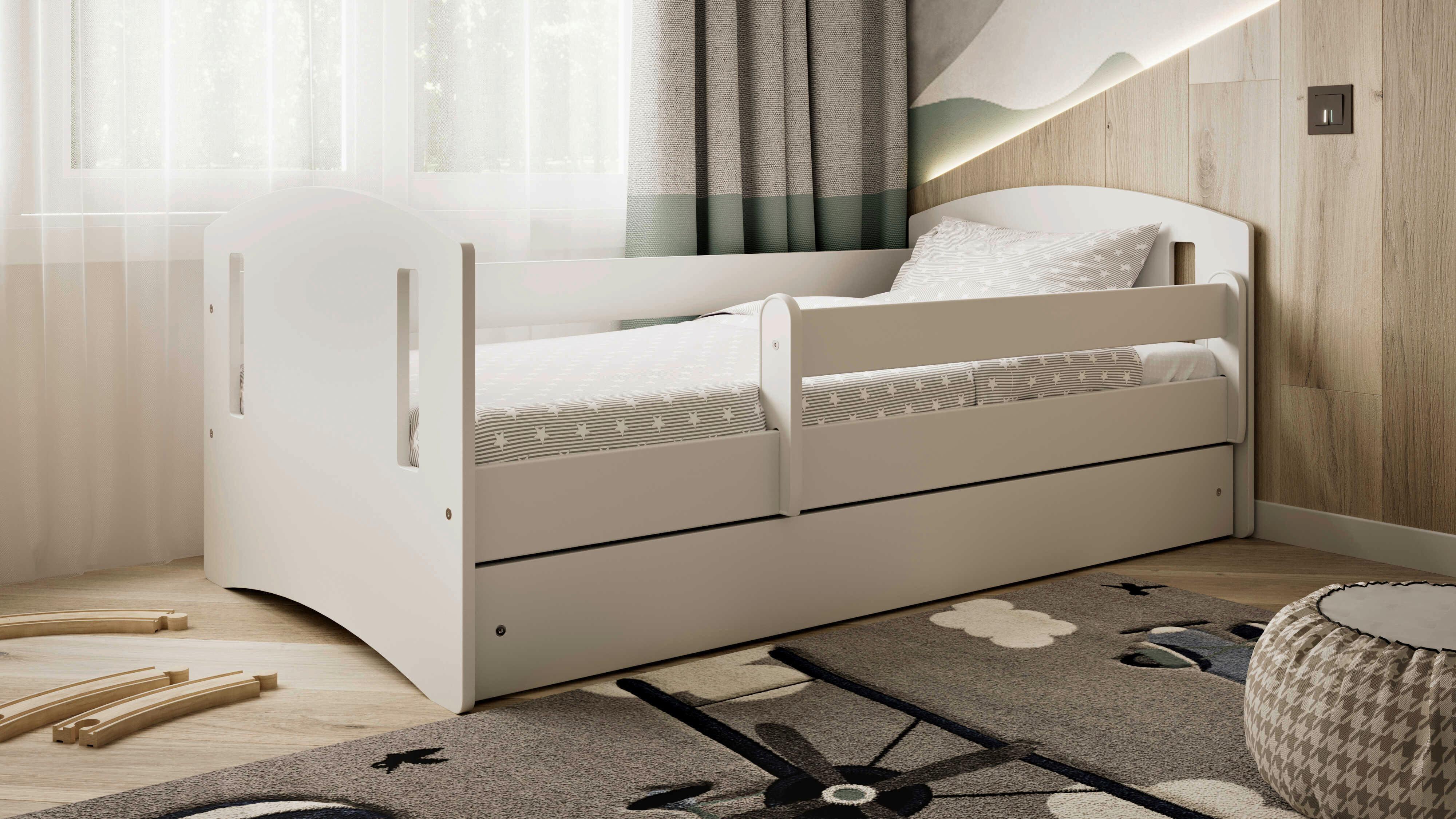KINDER-/JUNIORBETT Classic Weiß 80x140cm - Birkefarben/Weiß, MODERN, Holz/Holzwerkstoff (80/160cm) - MID.YOU