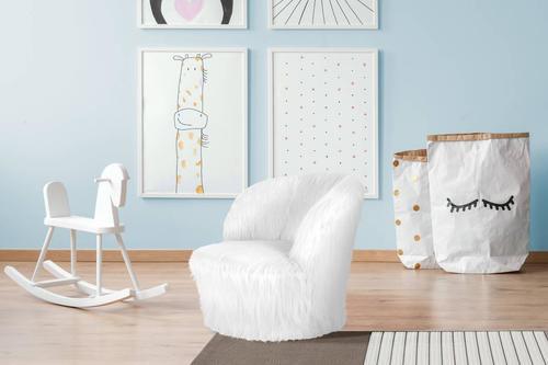 Kinderstuhl Gepolstert Mit Kunstfell-Bezug - Weiß, Basics, Holz/Kunststoff (47/45/47cm) - Kayoom