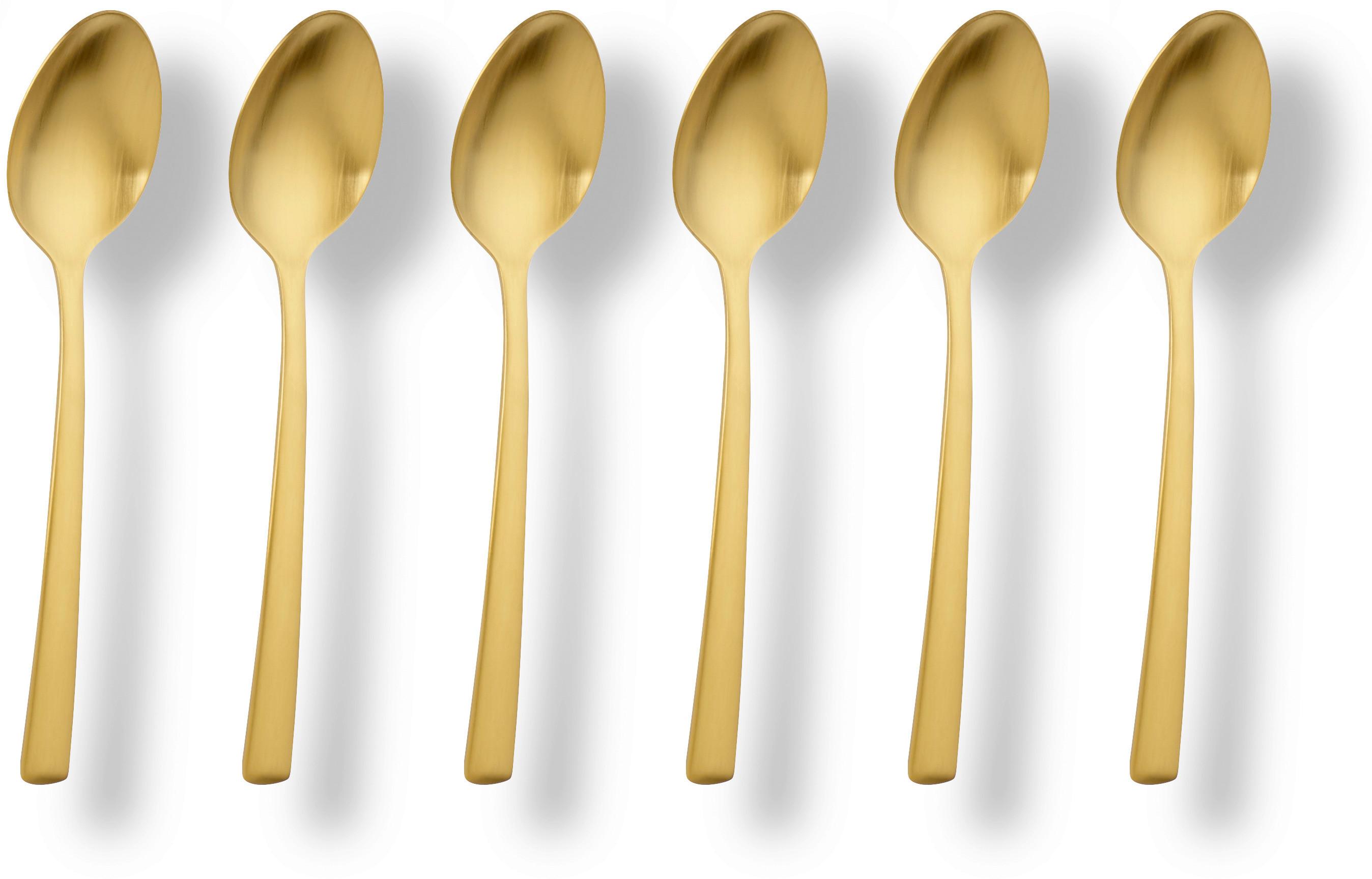 Kaffeelöffel 6er-set L: 13,7 Cm - Goldfarben, Basics, Metall (13,7cm) - Echtwerk