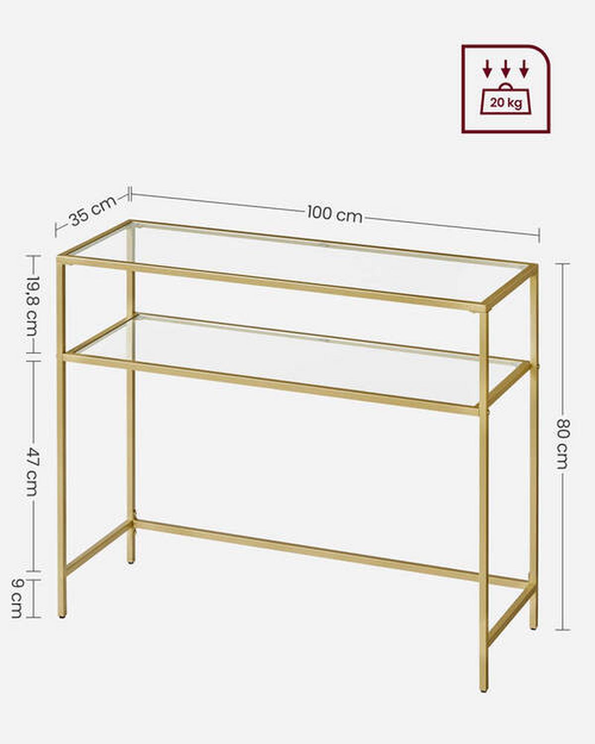 Konsolentisch B: 100 cm Goldfarben - Goldfarben, Trend, Glas/Metall (100/80/35cm) - Boxxx